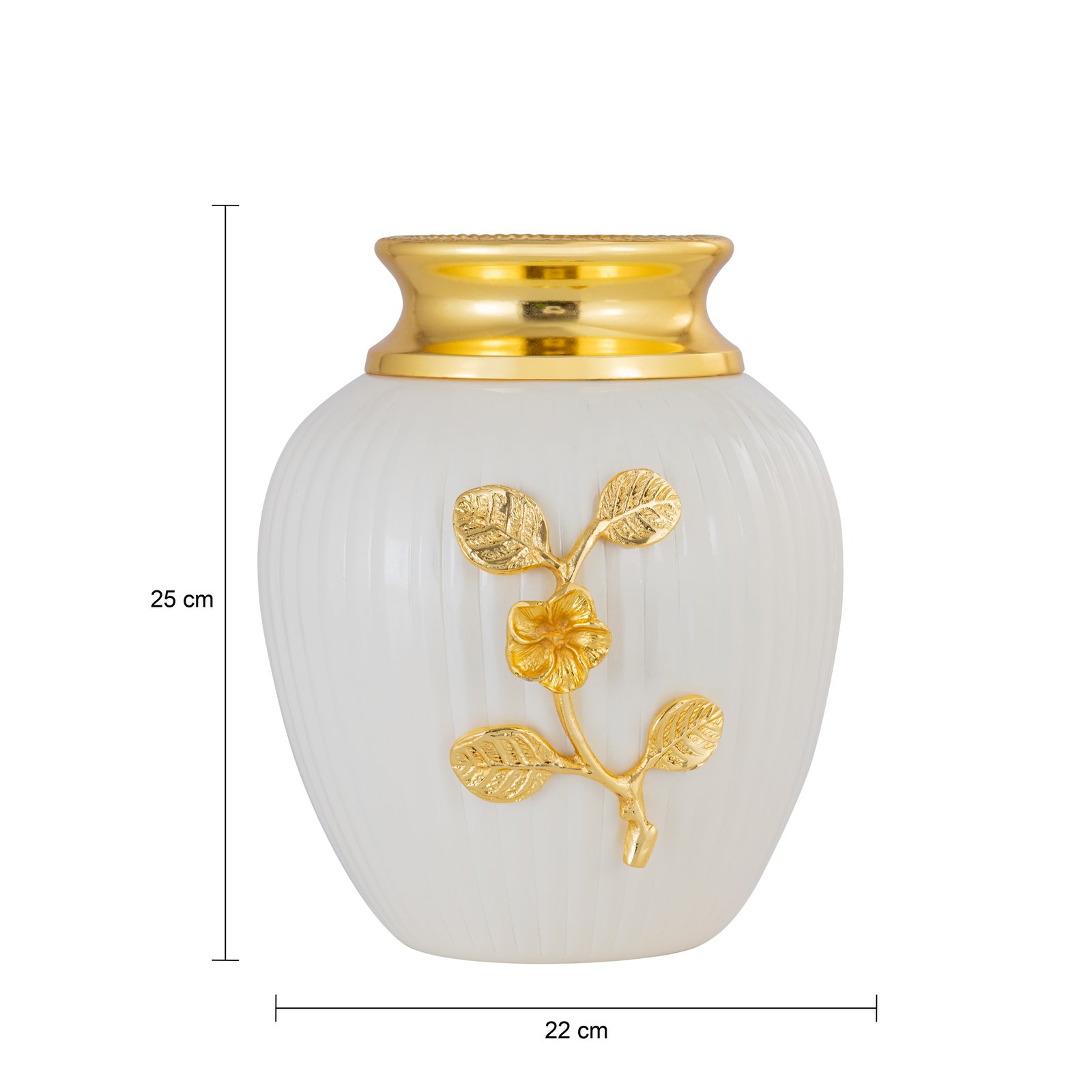 Decowill Metal Flower Vase Circle White | Metal Flower Pot for Home Decoration photo 2