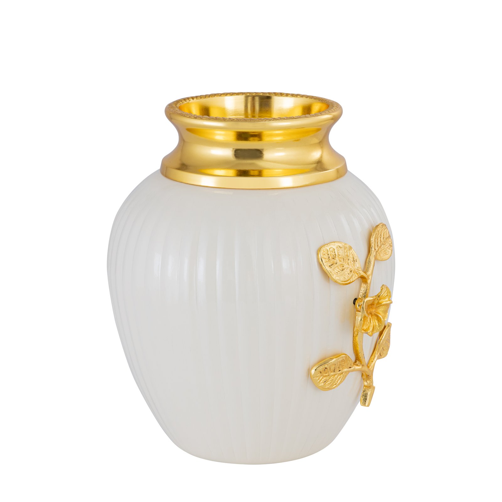 Decowill Metal Flower Vase Circle White | Metal Flower Pot for Home Decoration photo 5