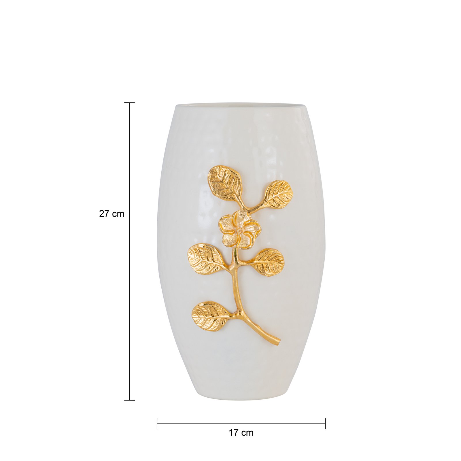 Decowill Brass Flower Vase White | Dholak Flower Vase | Flower Pot for Home Decoration photo 2