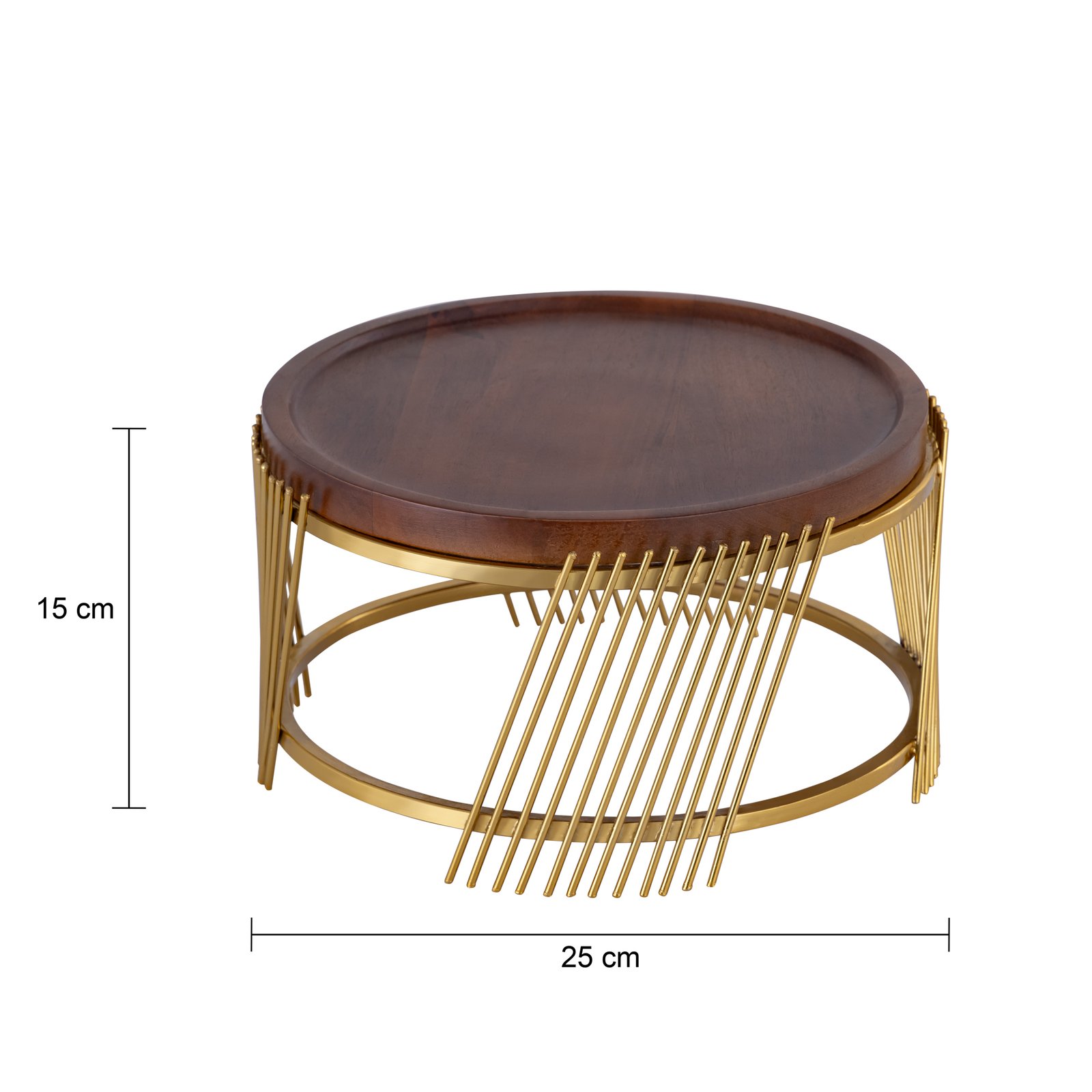 Decowill Brass Cake Stand with Wooden Top | Pizza Stand | Multipurpose Dessert Decorating Stand photo 2