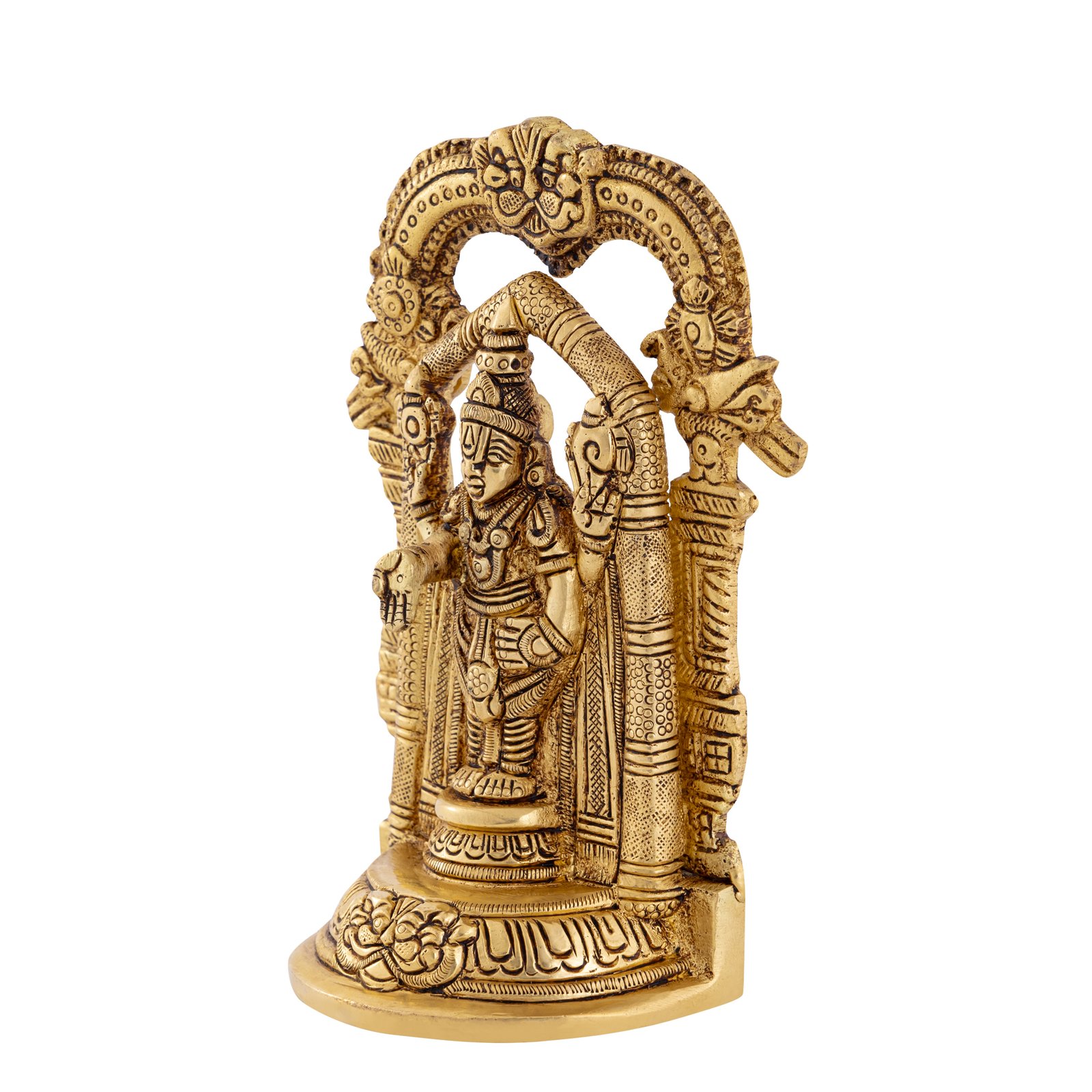 Decowill Brass Tirupati Balaji Idol | Lord Venkateshwara Idol | Gold Color | Wt - 1KG | 14x12x2 cm photo 4