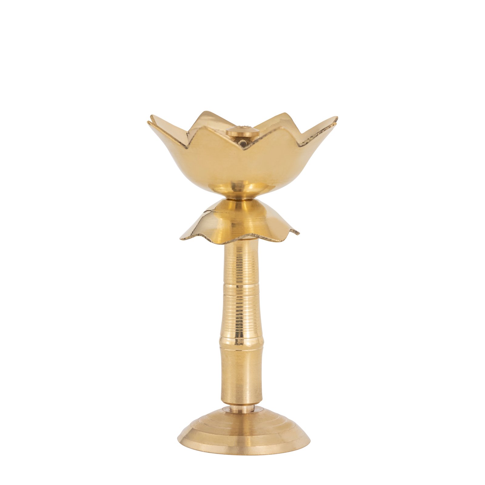 Decowill Brass Lotus Akhand Diya with Stand Pack of 2 photo 2
