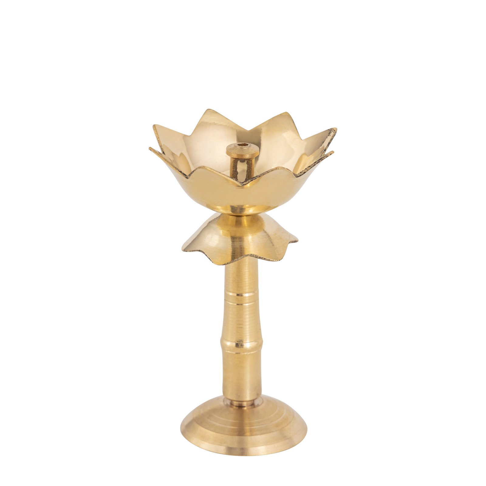 Decowill Brass Lotus Akhand Diya with Stand Pack of 2 photo 3