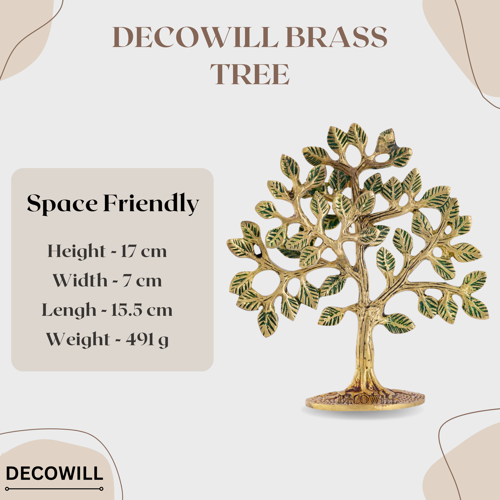 Decowill Brass Decorative Tree | Kalpavirksh Tree | Brass Tree of Life | Home Decor Items photo 2