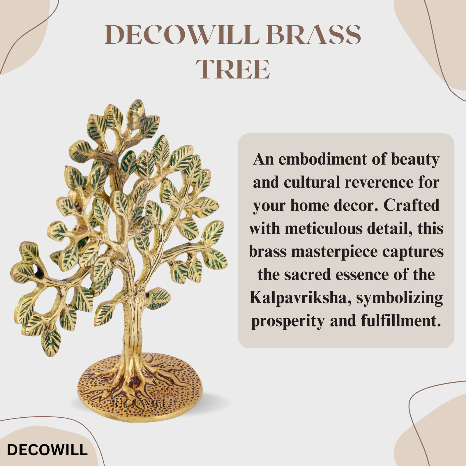 Decowill Brass Decorative Tree | Kalpavirksh Tree | Brass Tree of Life | Home Decor Items photo 3