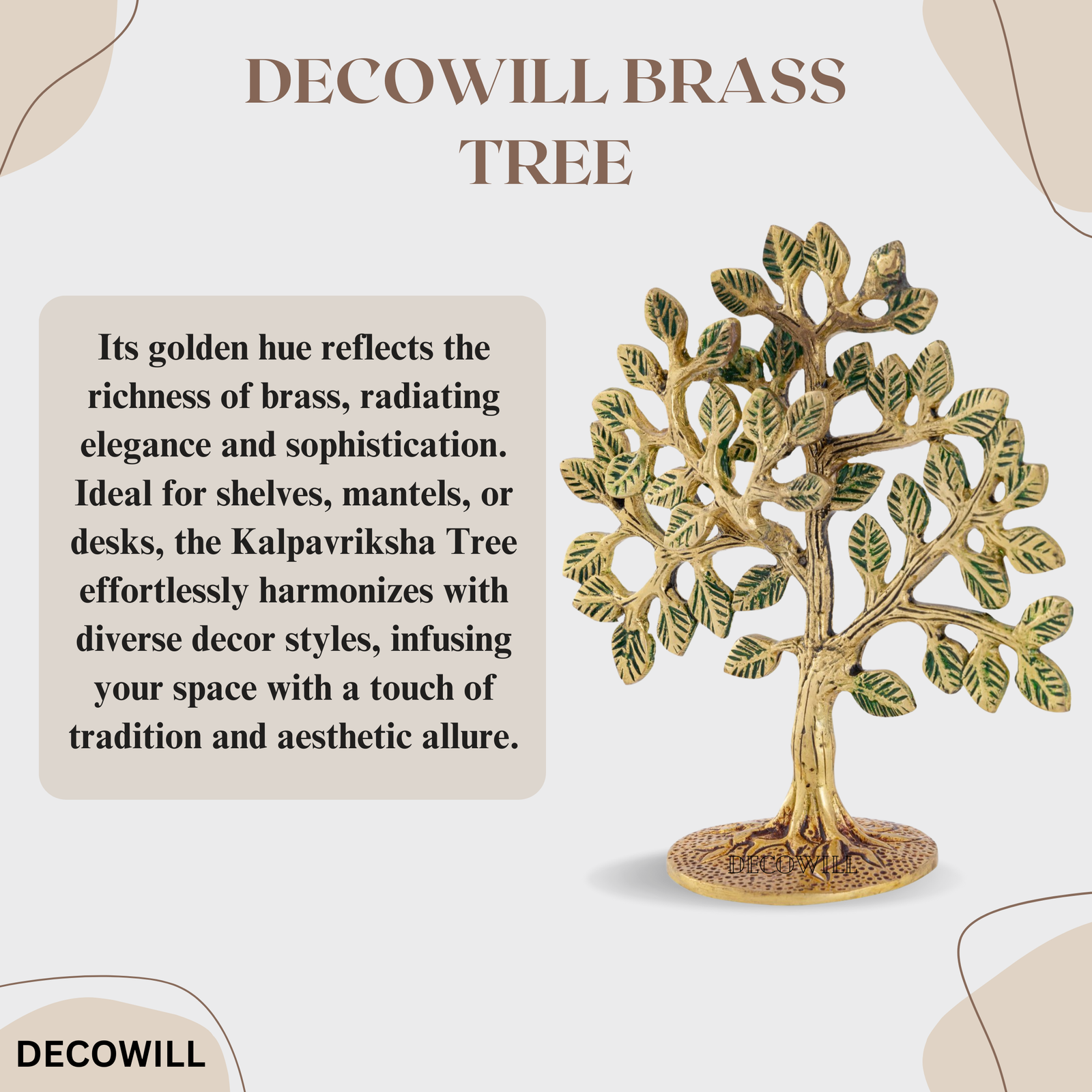 Decowill Brass Decorative Tree | Kalpavirksh Tree | Brass Tree of Life | Home Decor Items photo 4